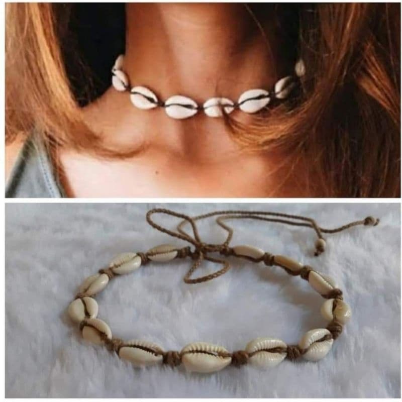 Choker Gargantilha e Tornozeleira de Búzios
