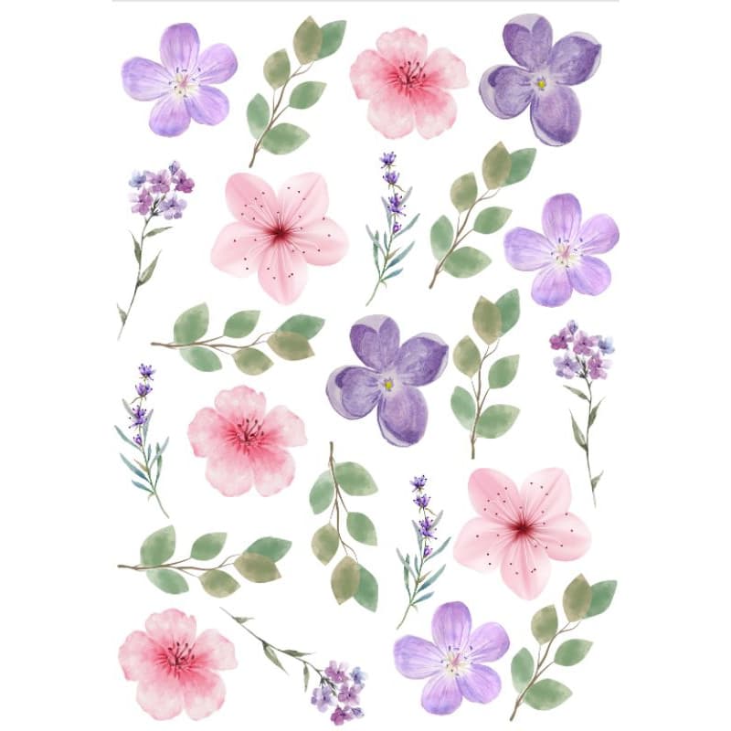 115 Adesivos De Parede Autocolante Jardim Flores Rosa e Lilás Decoração Quarto Menina