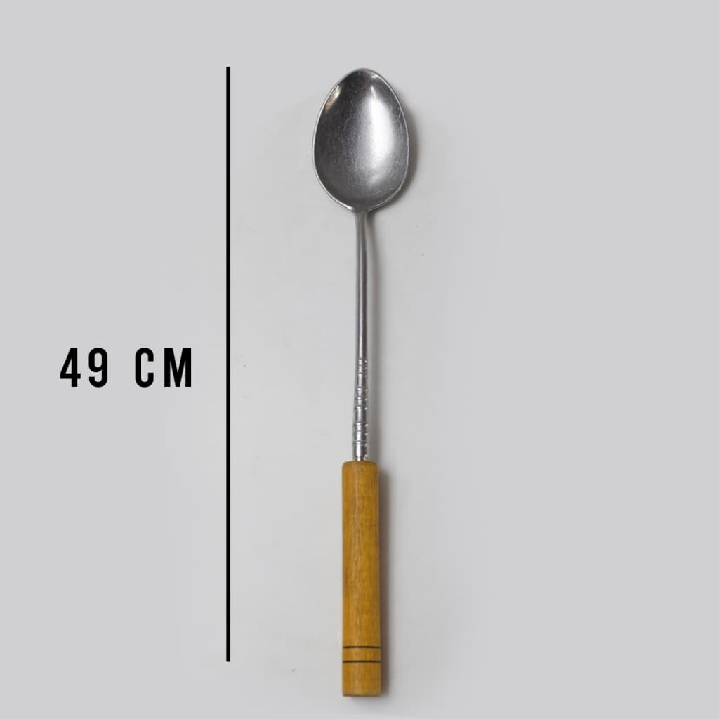 colher grande 49 cm cabo de madeira