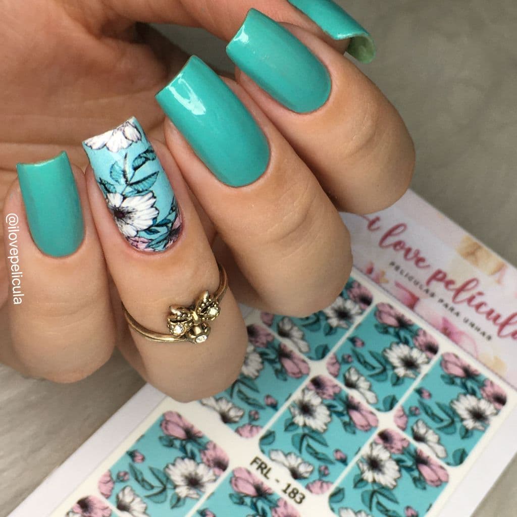 Película de unha cartela com 12 adesivos FRL - 183 Adesivos,películas,unhas,nails art,unhas decoradas