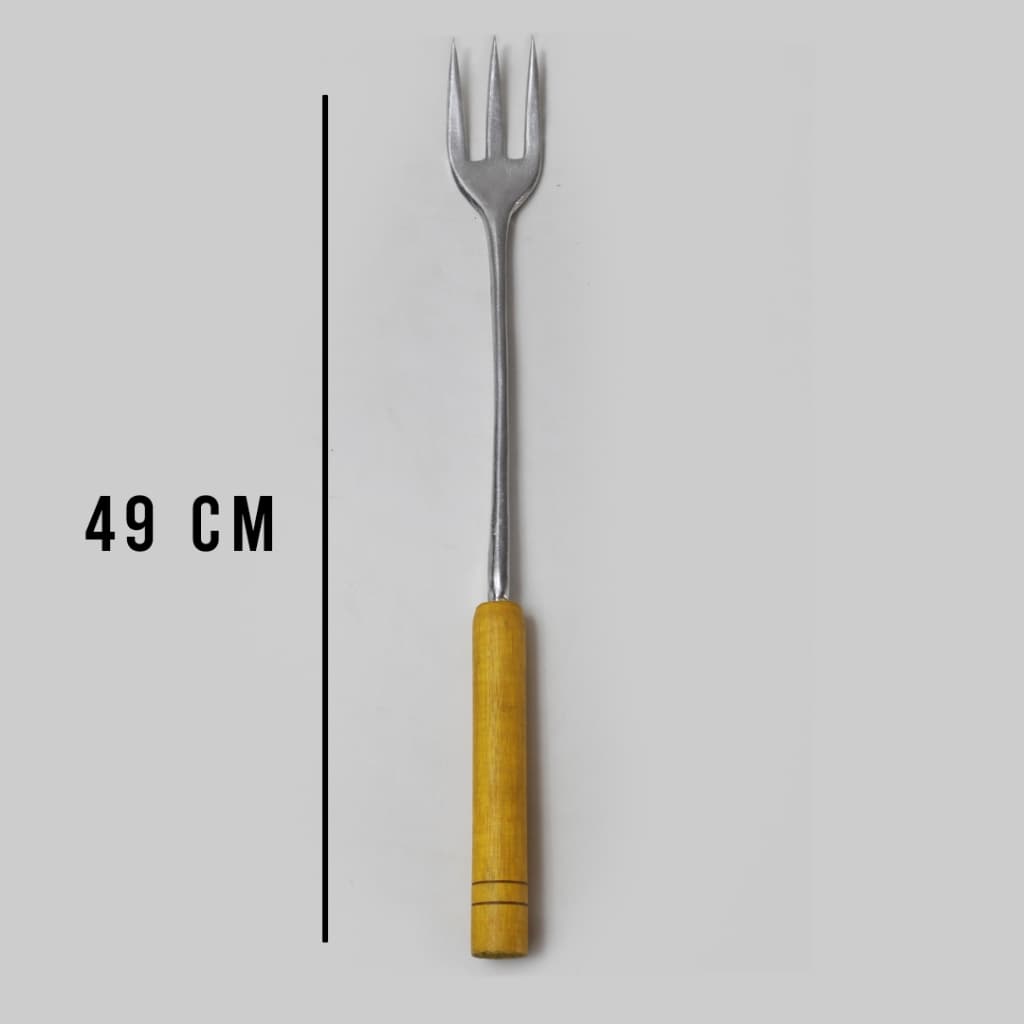 Garfo grande 49cm de Alumínio com Cabo de Madeira