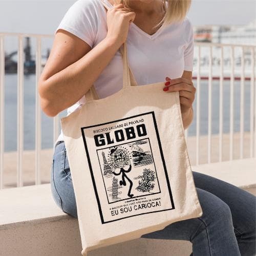 Bolsa Ecobag  100% algodão Estampa BISCOITO GLOBO (preto)