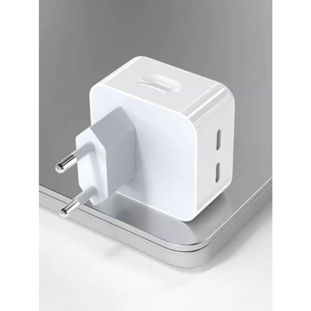 Carregador Completo IPhone 2 Entrada Tipo C 50w Fonte Turbo Lightning Tomada Cabo USB-C Adaptador Para iPhone 11 12 Plus