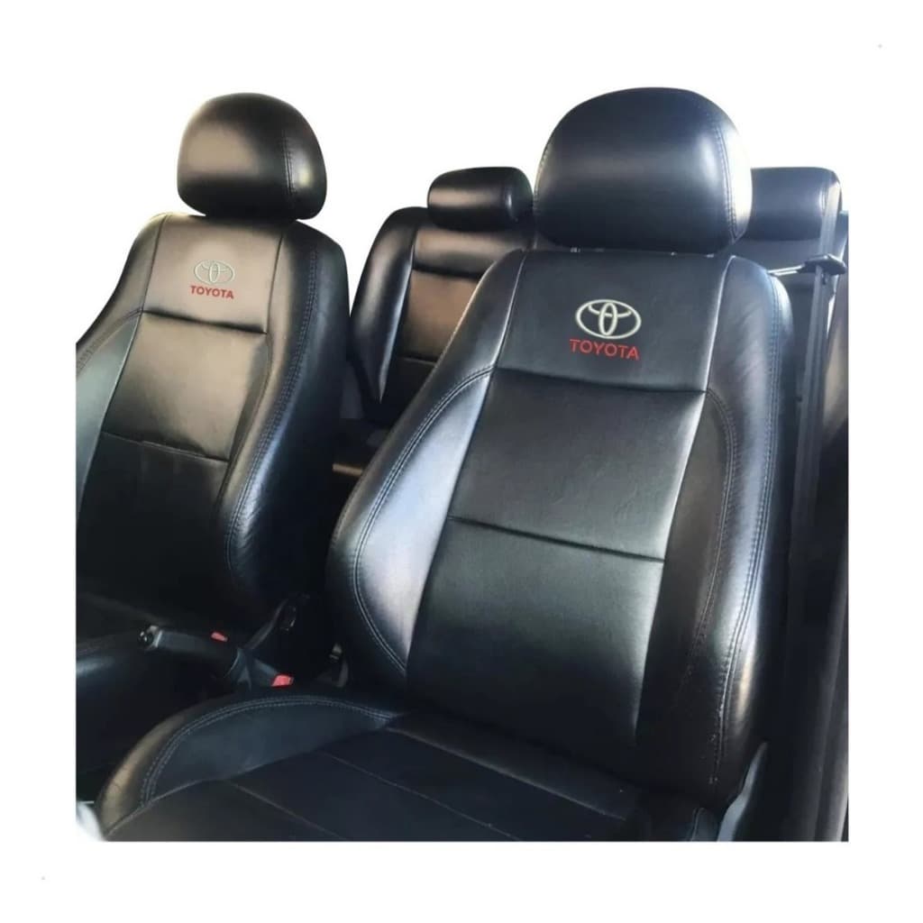 Capas Banco Carro Couro 100% Toyota Corolla Hilux Etios Fielder Yaris Impermeável + Capa De Volante