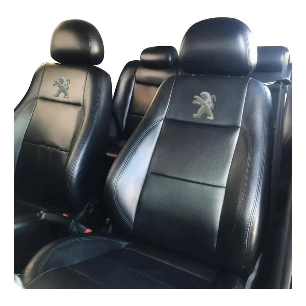 Capas Banco Carro Couro 100% Peugeot 205 206 307 308 407 Partner Impermeável Grossa + Capa Volante