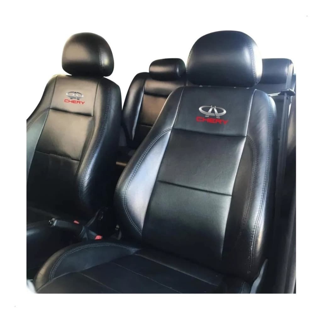 Capas Banco Carro Couro 100% Chery Tiggo Celer Cielo Face Qq Impermeável Grossa + Capa De Volante