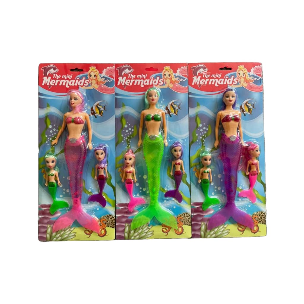 Boneca de sereia + 2 sereia pequena Com Luz brinquedo infantil