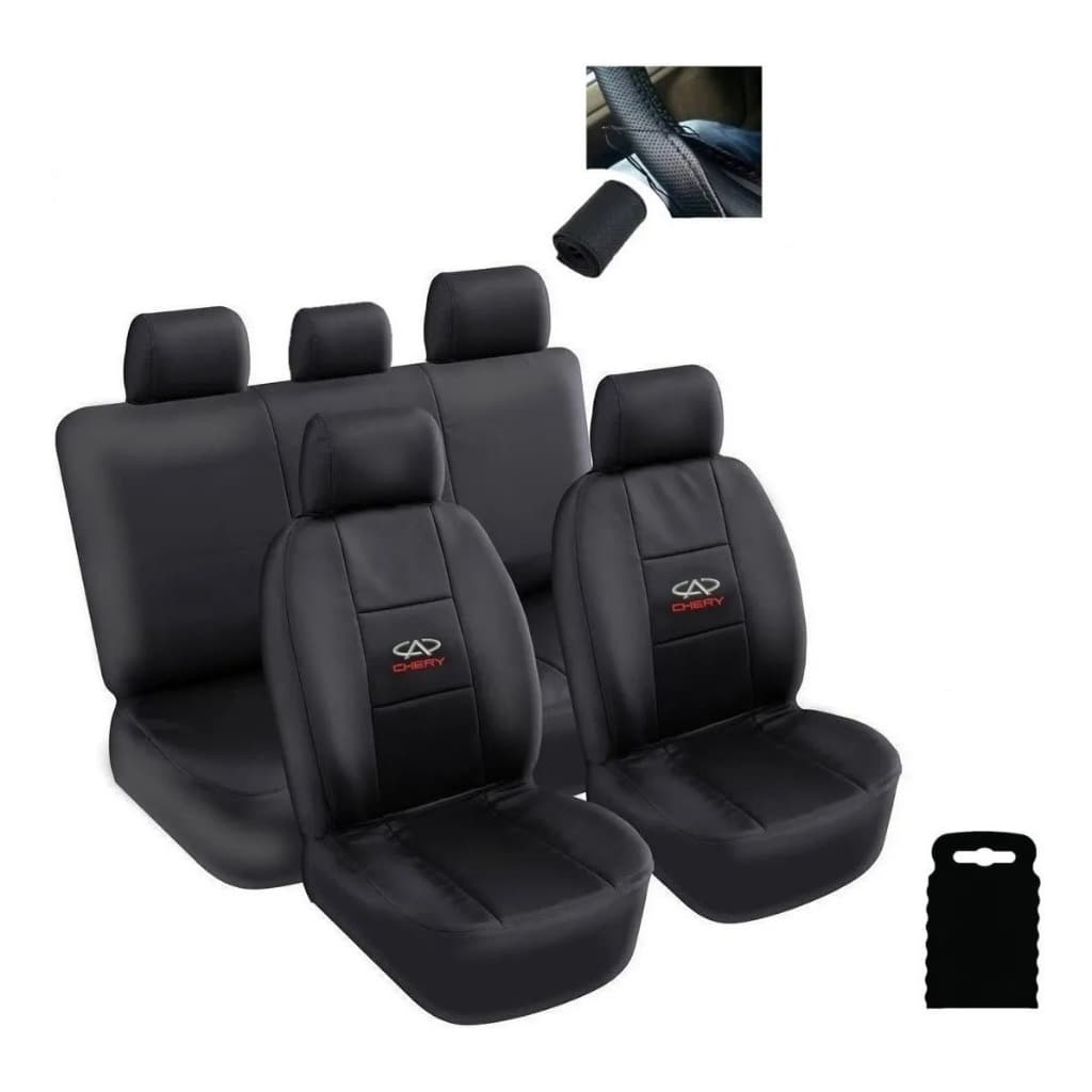 Capas De Banco Carro Couro Impermeável Automotivo Chery Tiggo Celer Cielo Face Qq + Capa De Volante