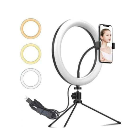 Ring Light 20cm/8inch LED Com mini tripé de mesa