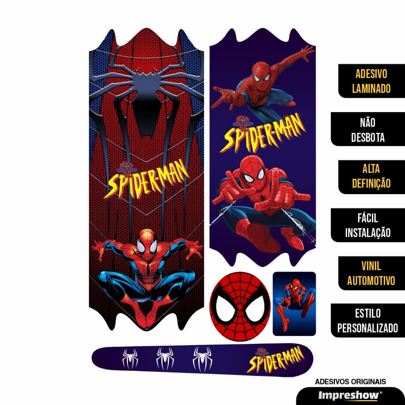 Cartela Adesivo Homem aranha spiderman Infantil Para Bicicletas - Bike aro 12,16,20 e 24 Impreshow