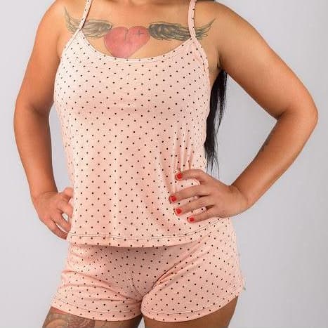 Pijama Feminino Baby Doll Short Curto Adulto Dormir Conforto