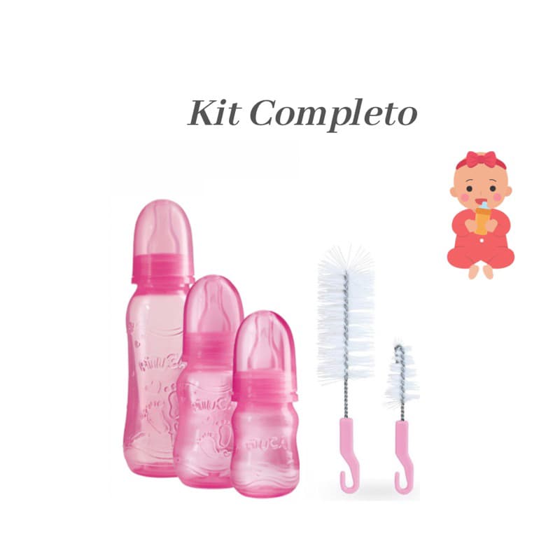 Kit Mamadeiras Para Bebê Com Escova De Mamadeira