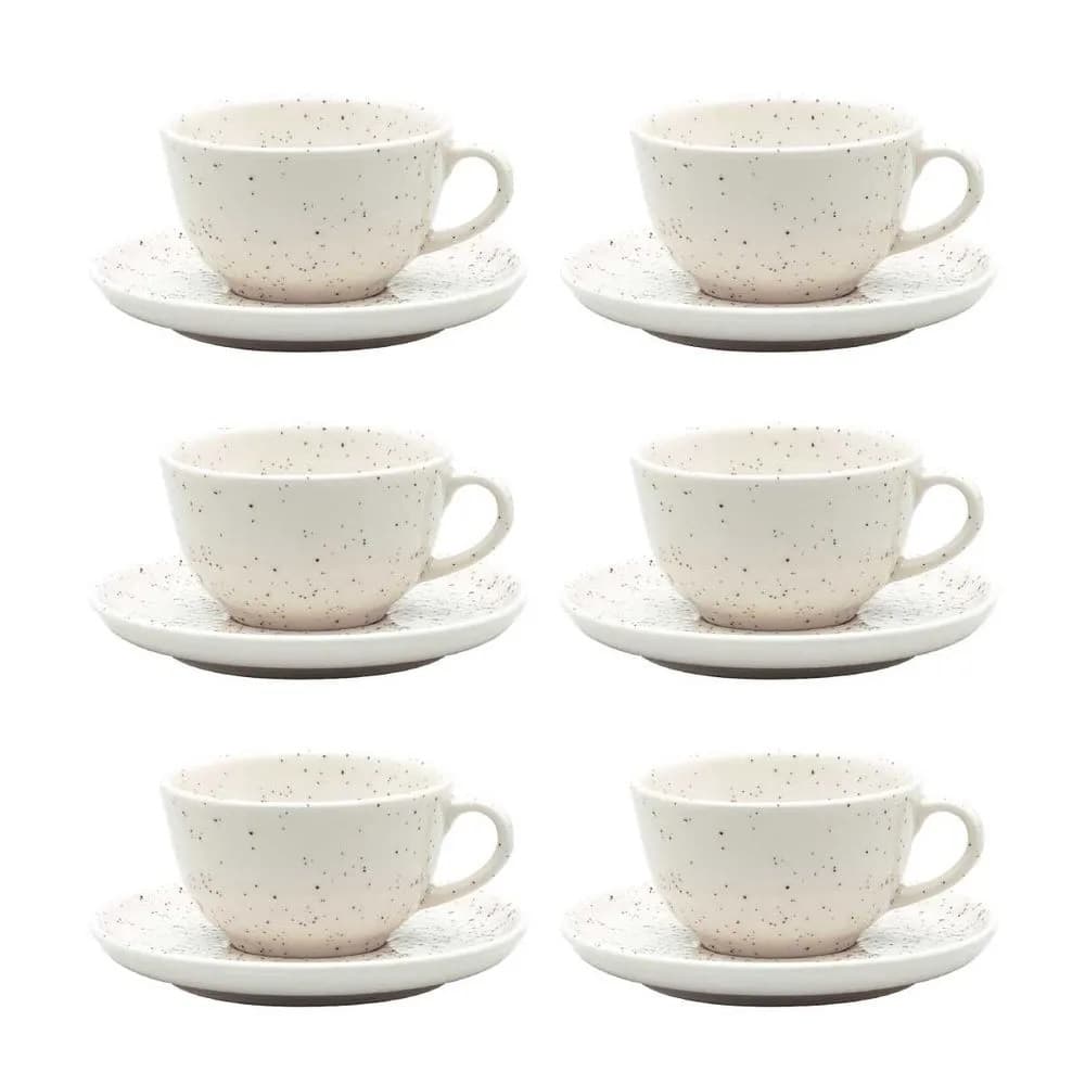 Xícara De Chá Café 200ml Com Pires Flat Chuvisco 6 Unidades Oxford Jogo De Xícaras