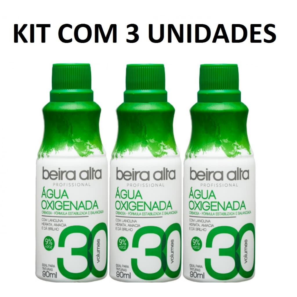 KIT COM 3 Água Oxigenada Cremosa 90Ml 30 Volumes
