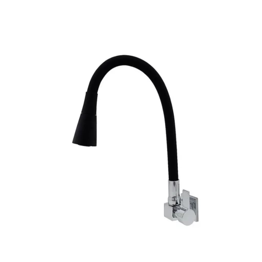 Torneira Luxo Para Cozinha Cone Preto Quadrada 4167 Parede 1/4 de volta