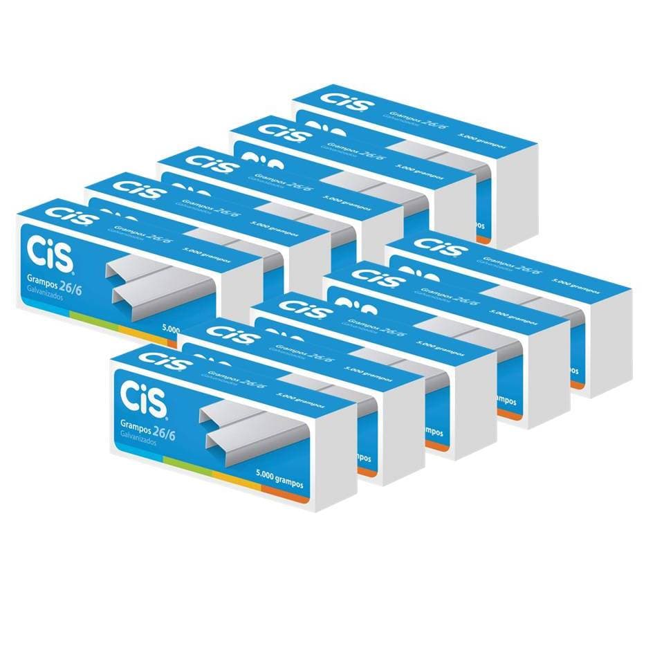 Grampo 26/6 Galvanizado c/ 5000 grampos 10/20/30/40/50 caixas CiS