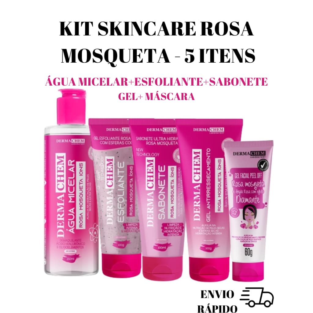 Kit Skincare Facial Rosa Mosquesta Dermachem