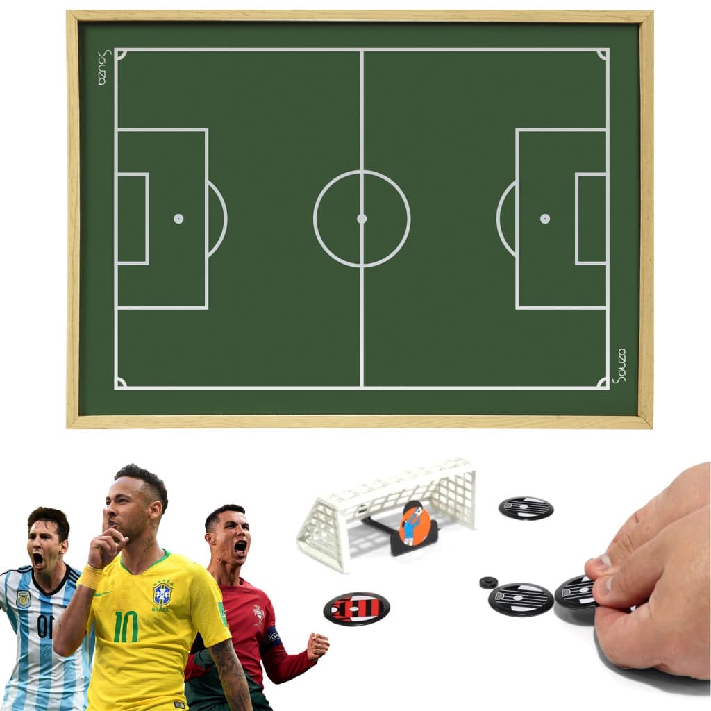Futebol De Botão Campo Brinquedo Portátil + 6 Times de Botão