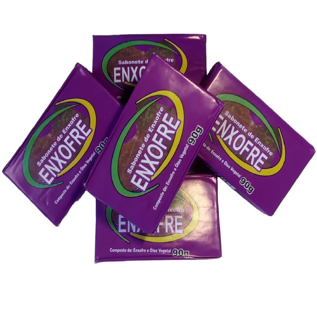 Kit 5 Sabonetes Enxofre de 90g Cada Acne Limeza Profunda Oleosidade e Cicatrização Acne Cravo