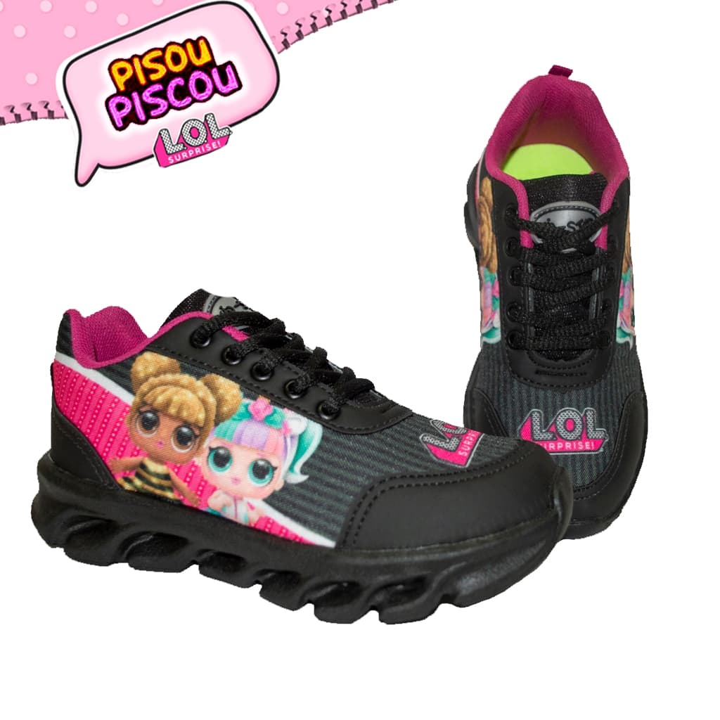 Tênis Infantil Feminino Menina Personagem Lol Com Led Luzinhas
