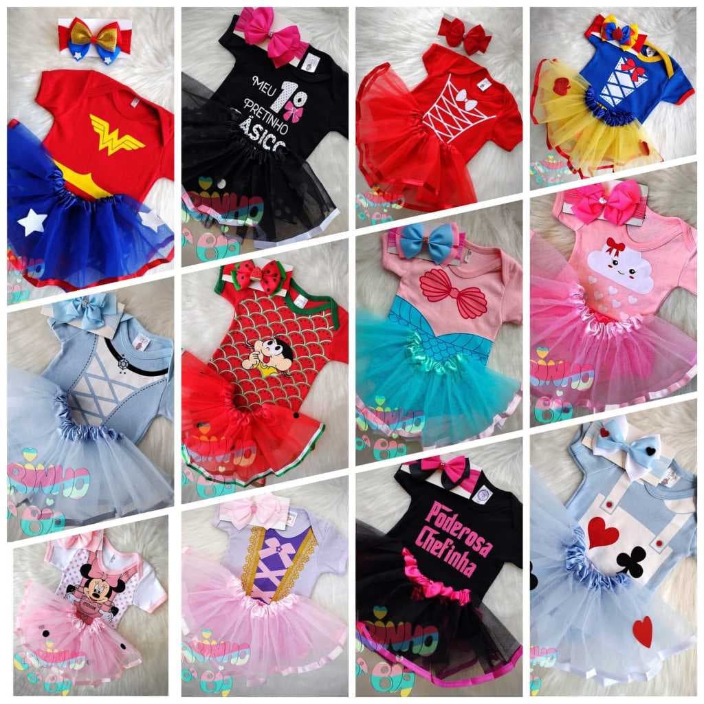 Kit 12 Fantasias (36 pçs) Para Mesversário - Bebê Menina