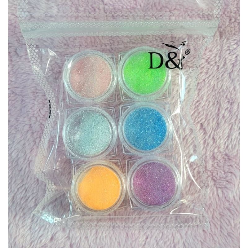 kit 6 Glitter açúcar D&Z muito brilhante com 6 cores diferentes