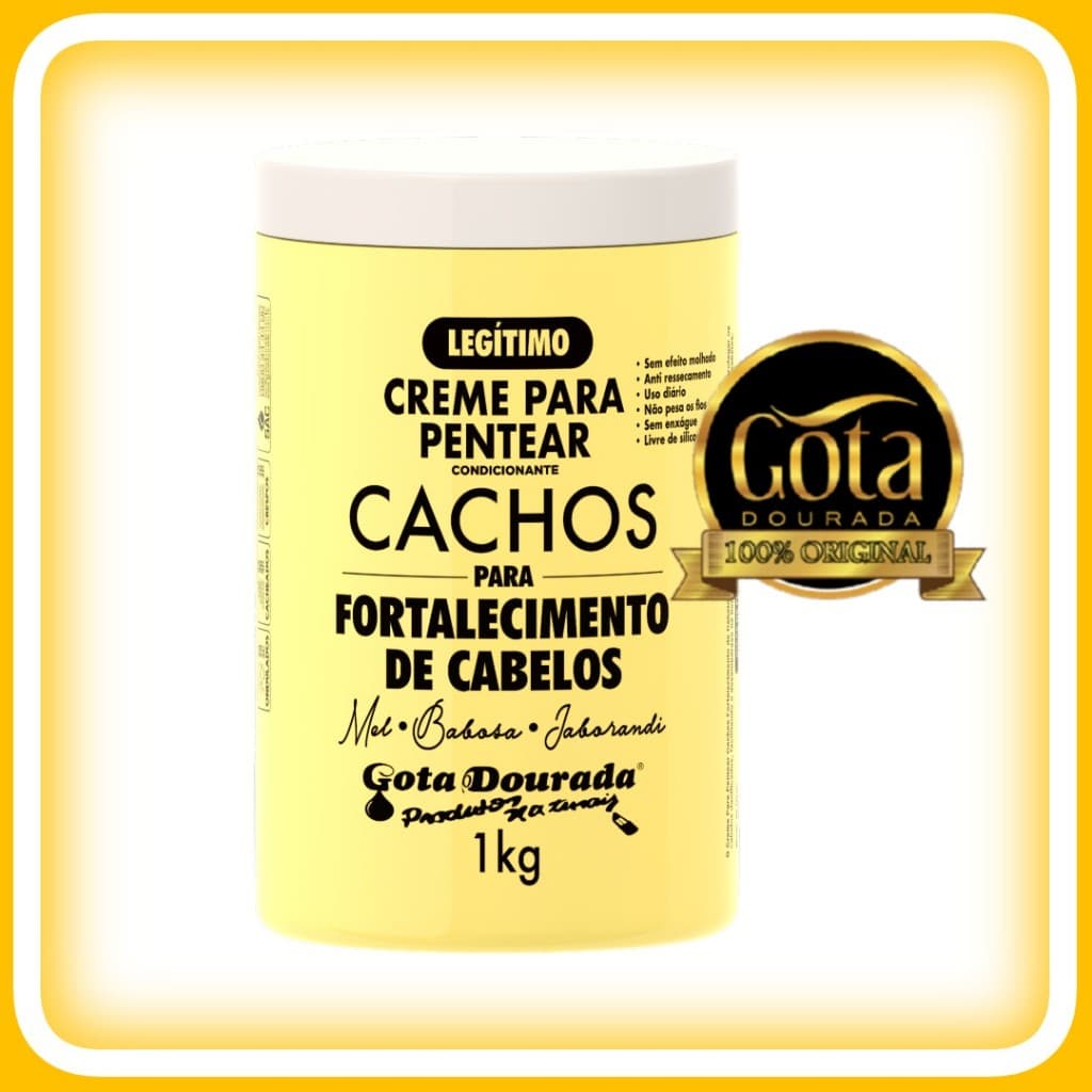Creme Para Pentear Fortalecimento Tradicional Gota Dourada 1Kg Mel Babosa e Jaborandi