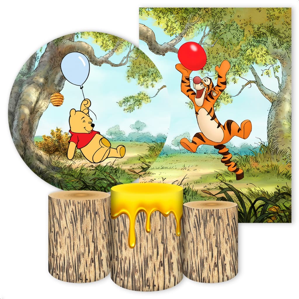 Kit 5 peças  Capa Painel + Capa Retangular + Trio Cilindros para Festa tema PO