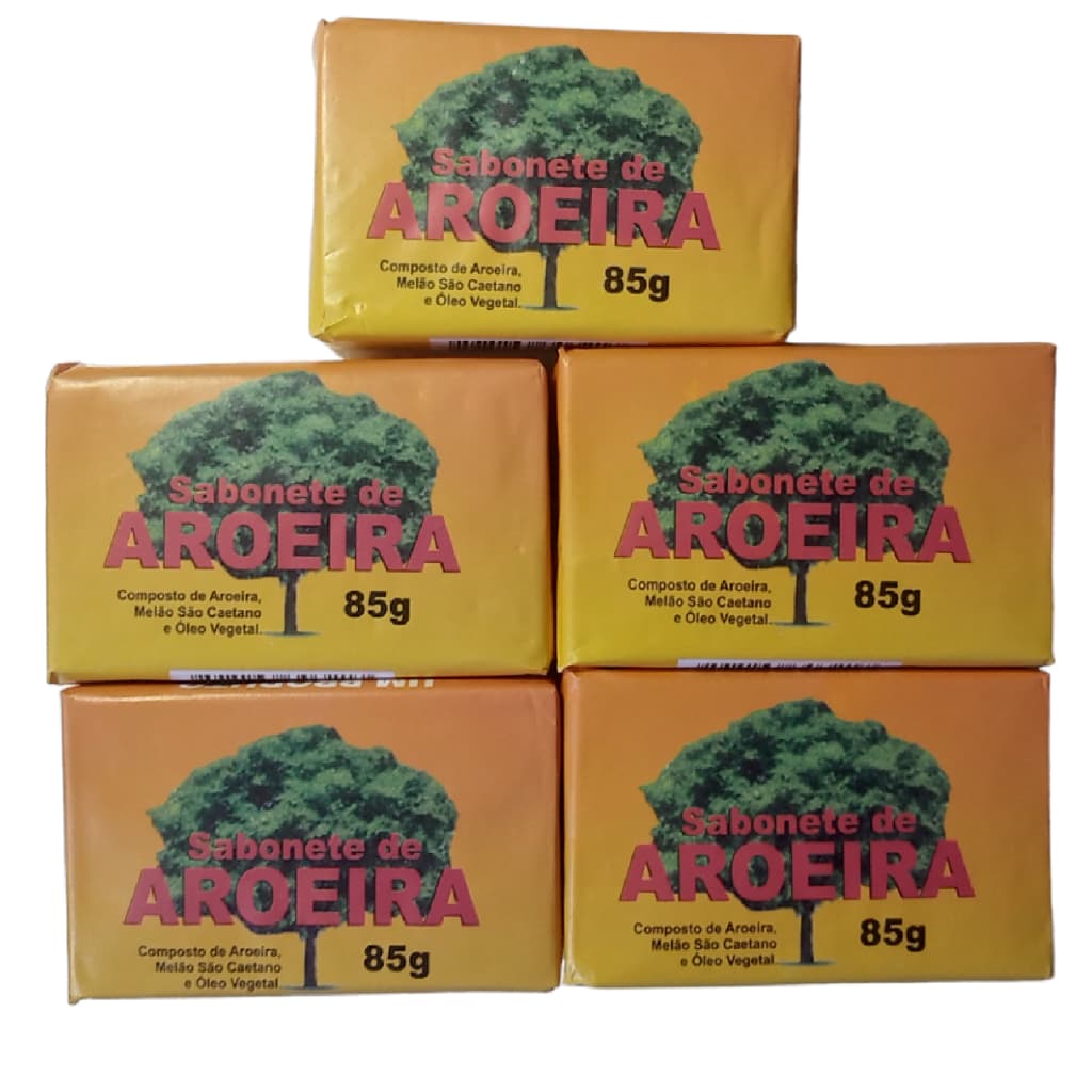 Kit 5 Sabonete De Aroeira e Melão São Caetano Com 85g Para Cicatrizate Melasma Foliculite Micoses