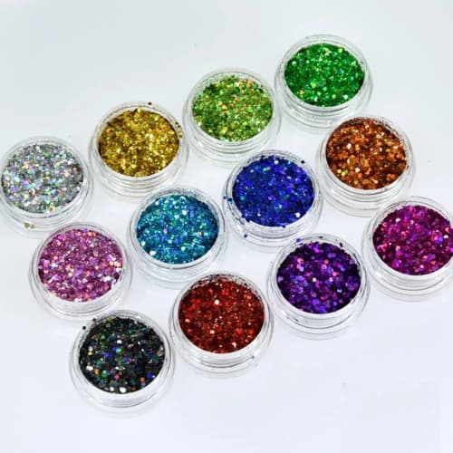 Kit 12 Glitter Flocado Para Decoração De Unhas Nail Art