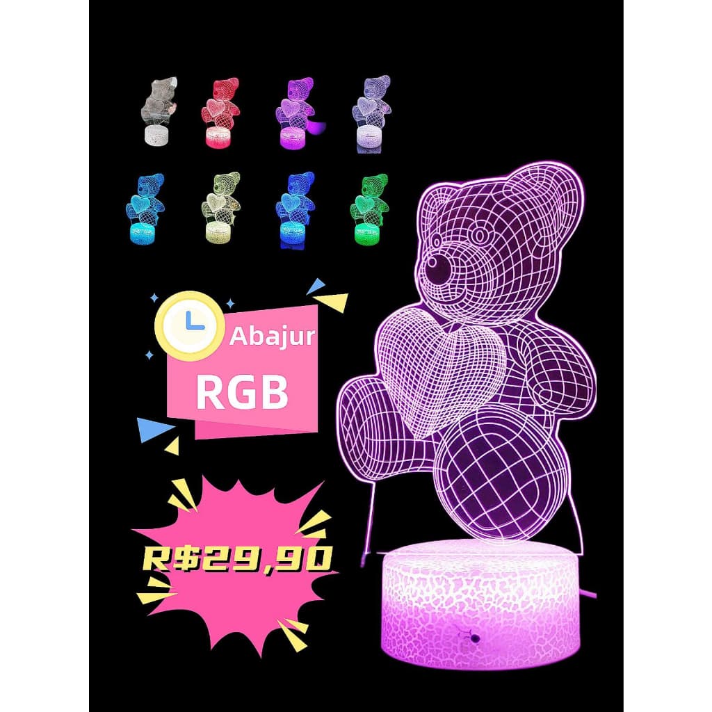 Abajur De Mesa Luminária De Mesa RGB Luz LED Mesa RGB Abajur Acrílico