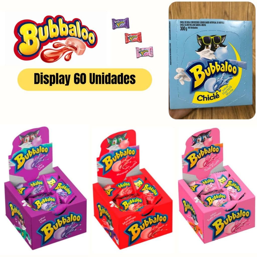 Chiclete Bubbaloo Caixa c/ 60 unidades 300 Gramas - Adams