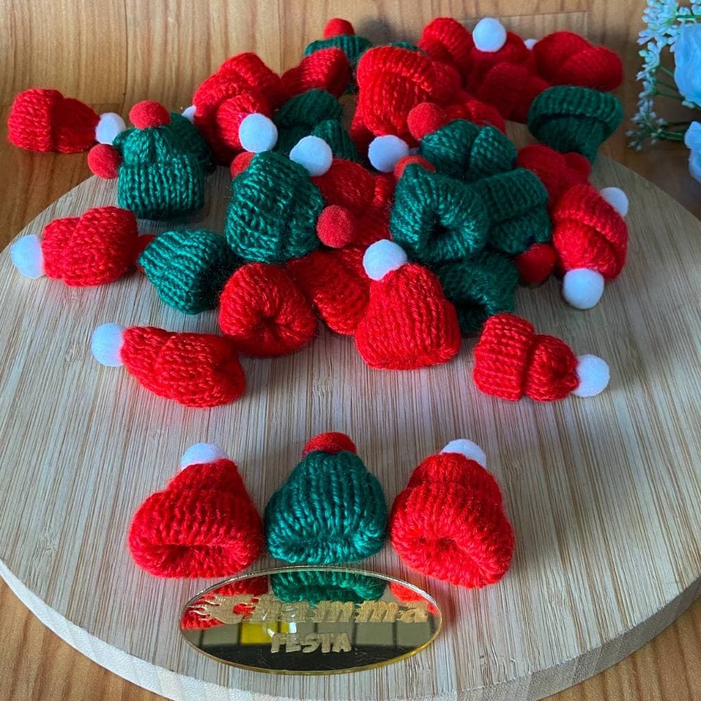 Aplique mini Gorro Crochê Natal Sortido 4.5*3.5cm Pacote Com 5 Unid