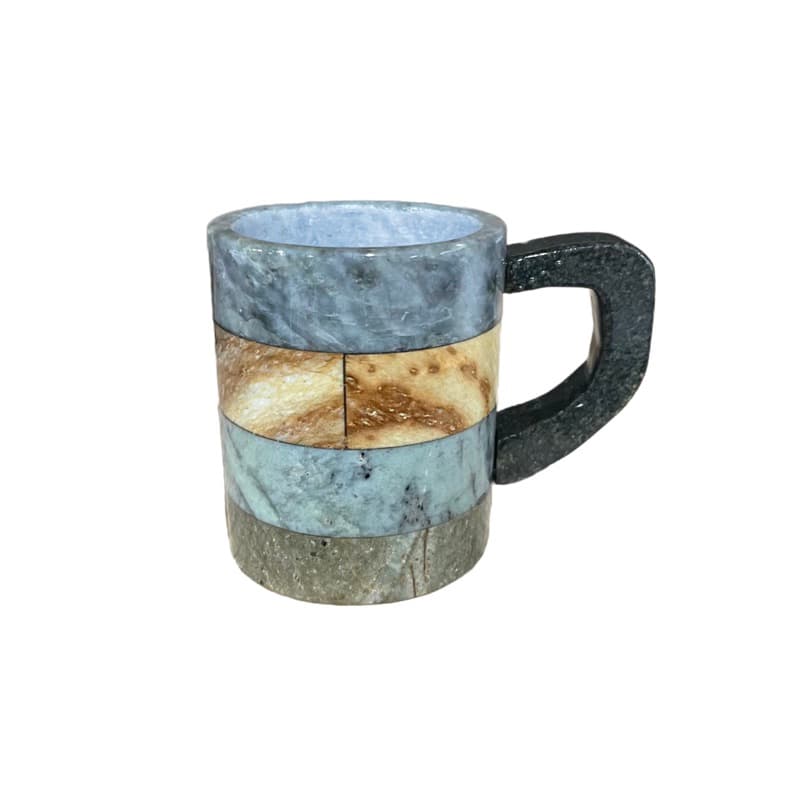 Caneca e Xicara de Pedra Sabão Artesanal Colorida Evernizada