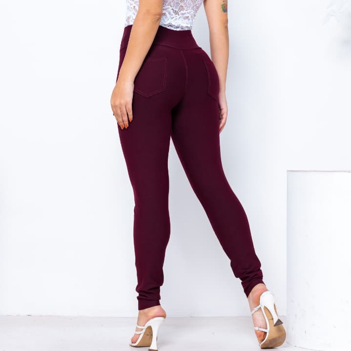 Calça Jeans Fake Feminina Cintura Alto Skinny com lycra Elastano Bolso com elastano M ao EXTRA