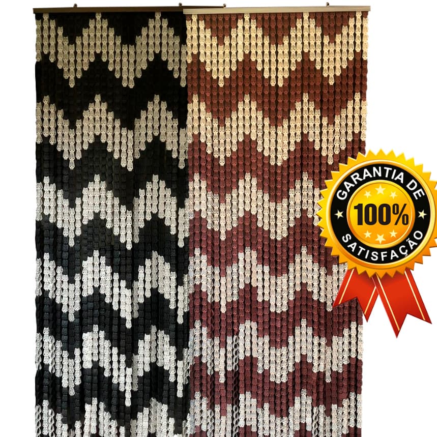 cortina de porta italiana Marrom e bege ou Preta e Branca - plástico  resistente - 2,10x0,80cm