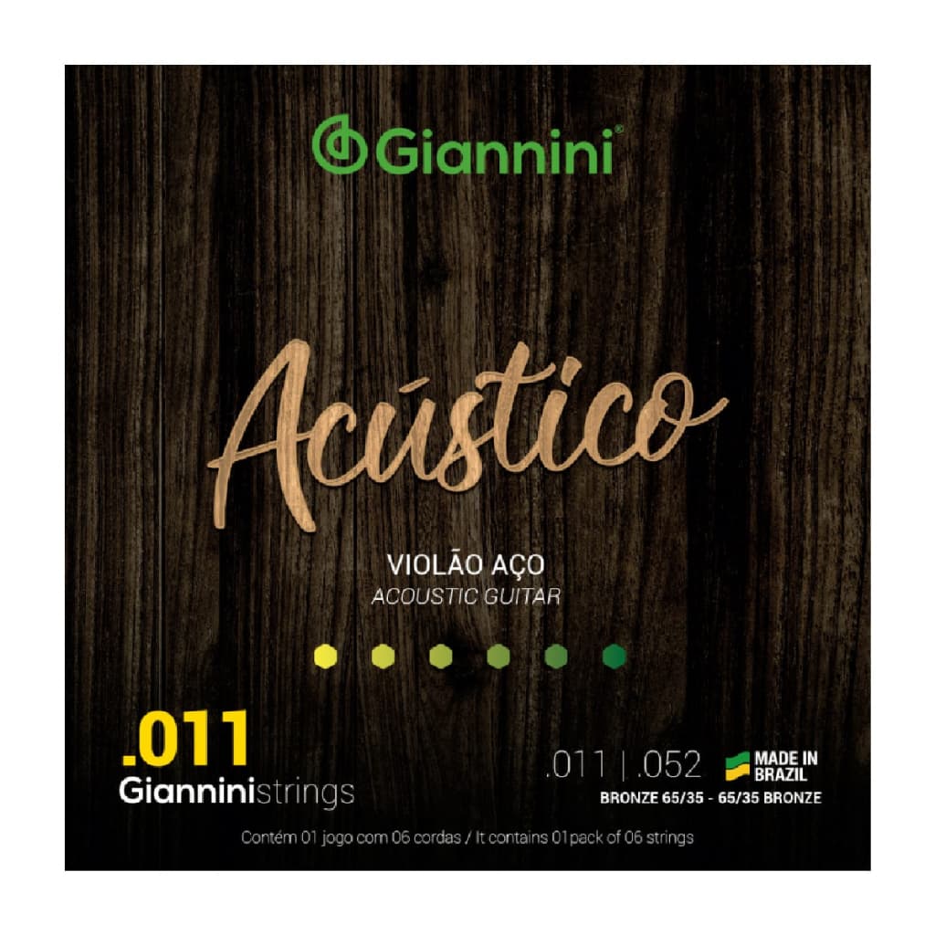 ENCORDOAMENTO GIANNINI VIOLÃO DE AÇO GESPW BRONZE 0.011 COM BOLINHA