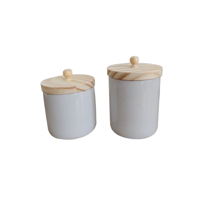 Kit Banheiro Porcelana 2 Peças Porta Cotonete e Porta Algodão Cor Branco