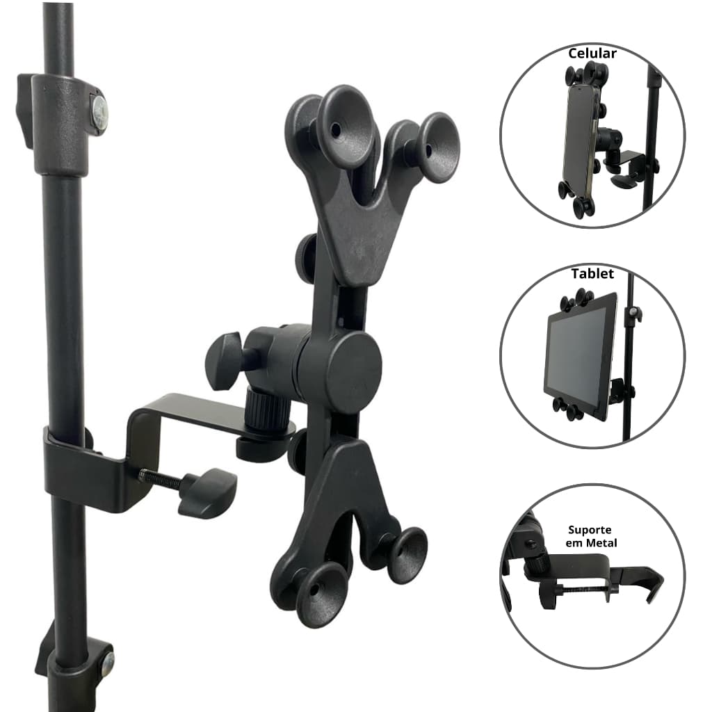 Suporte De Tablet / Celular Para Pedestal Microfone Estante De Bateria