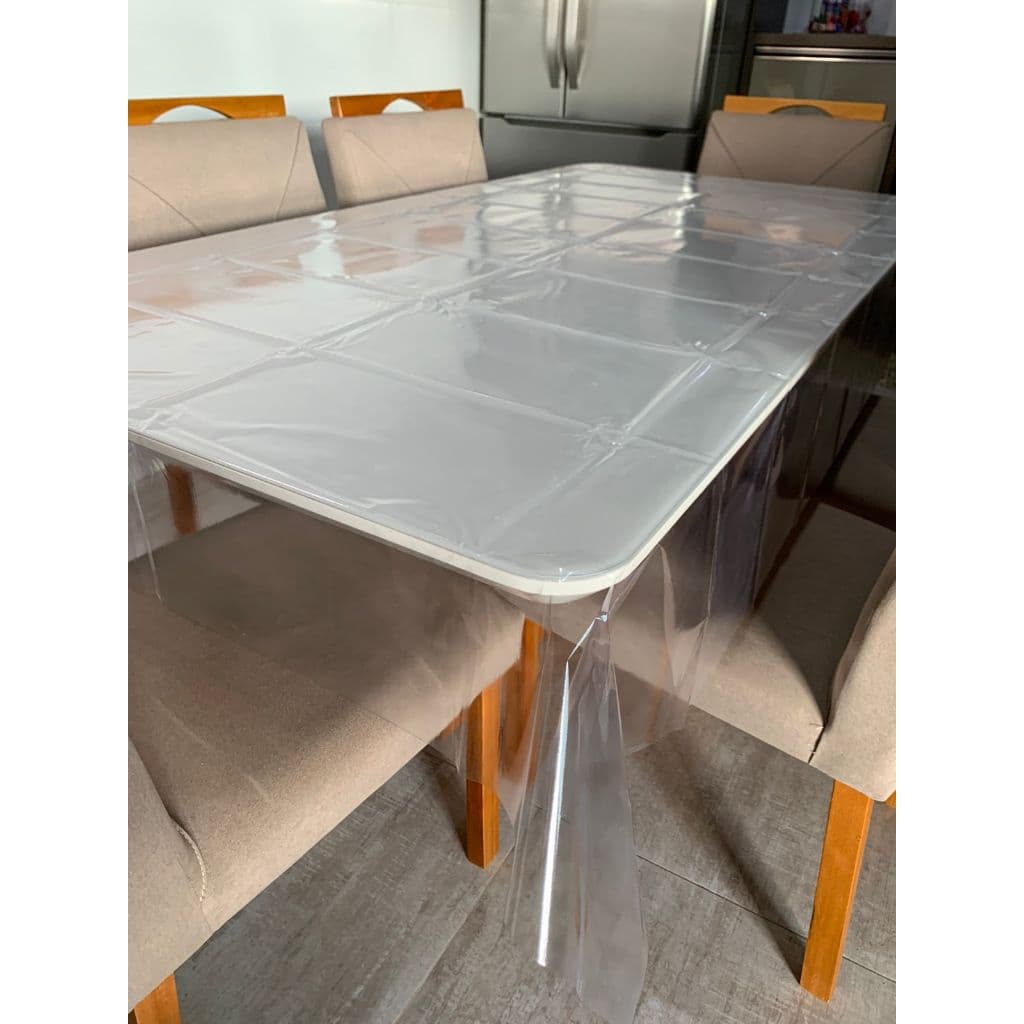 Toalha de Mesa Transparente 1.40m X 1.40m Impermeável 4 Lugares Pvc Plastico