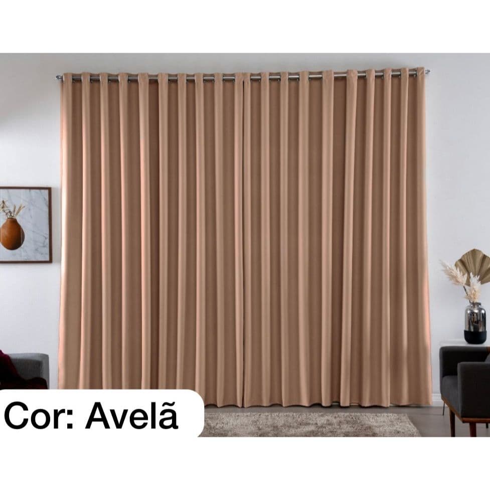 Cortina Blackout Sala e Quarto Em Tecido 4.00 X 2.70 Corta Luz Varão