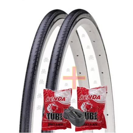KIT KENDA 2 PNEUS 26 X 1.0 C/ 2 CÂMARA 26 X1.0 AV Bico Grosso/schrader 35mm