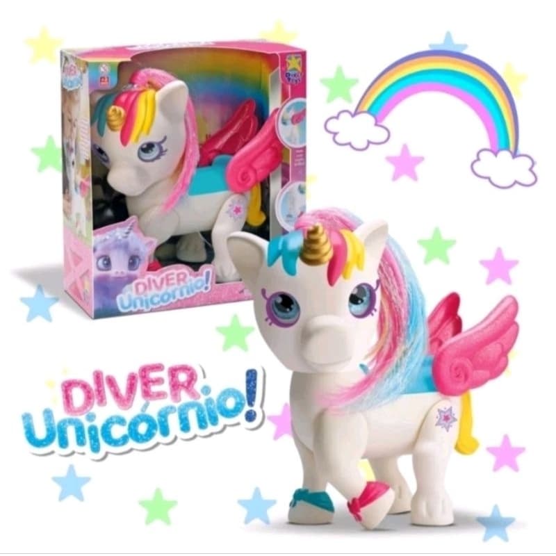 Unicórnio Divertido Diver Toys Venil Macio