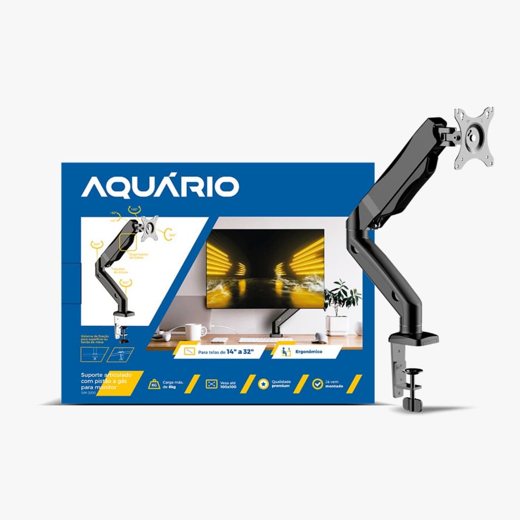 Suporte Articulado com  Pistão a Gás para Monitor 14" á 32" SIM-2000 Aquário