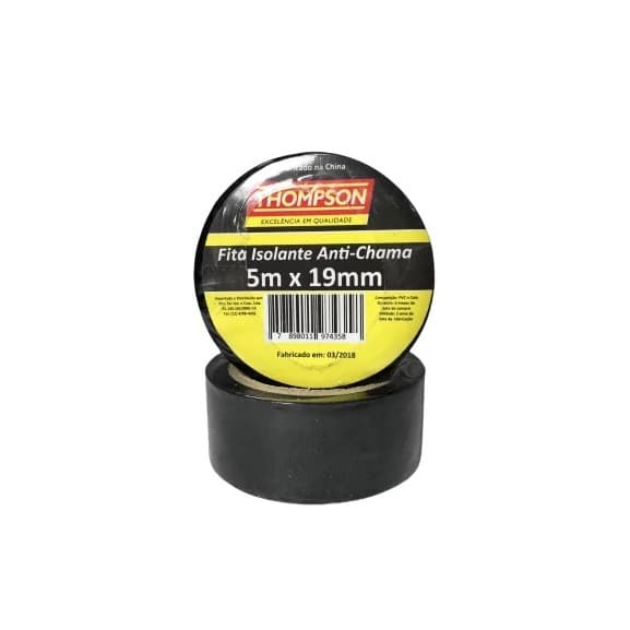 Fita Isolante Antichama 05m X 29mm 10m X 19mm 20m X 19mm Thompson