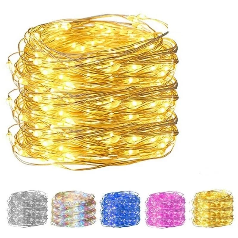 3 Peças de Fio Fada Prata Cordão Luz Cores Natal 3m 30 Leds Pilha Promoção