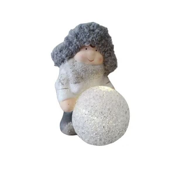 Enfeite De Natal Boneco Em Cerâmica Com Luz De Led