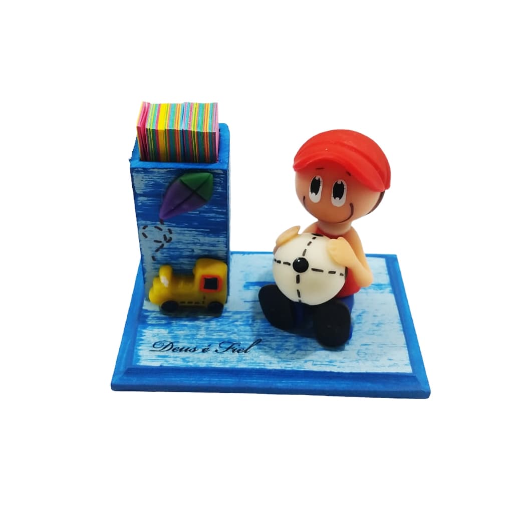 Caixa De Promessa Menino  bisqui  Pintada Azul  Mdf