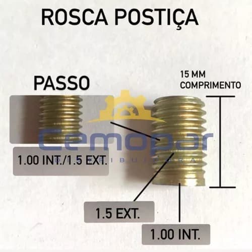 Bucha Rosca Postiça 06x10x1,5 M 6 Kit - 10 Peças