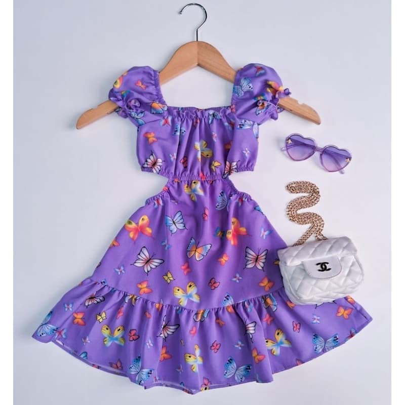 Vestido infantil borboleta moda blogueirinha